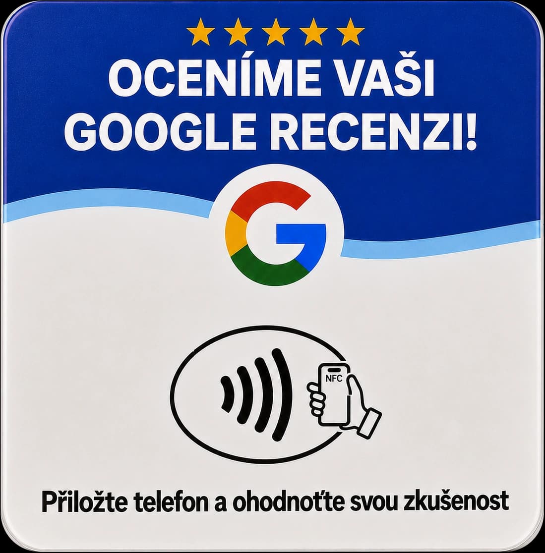 NFC kartička na Google recenze — přední strana